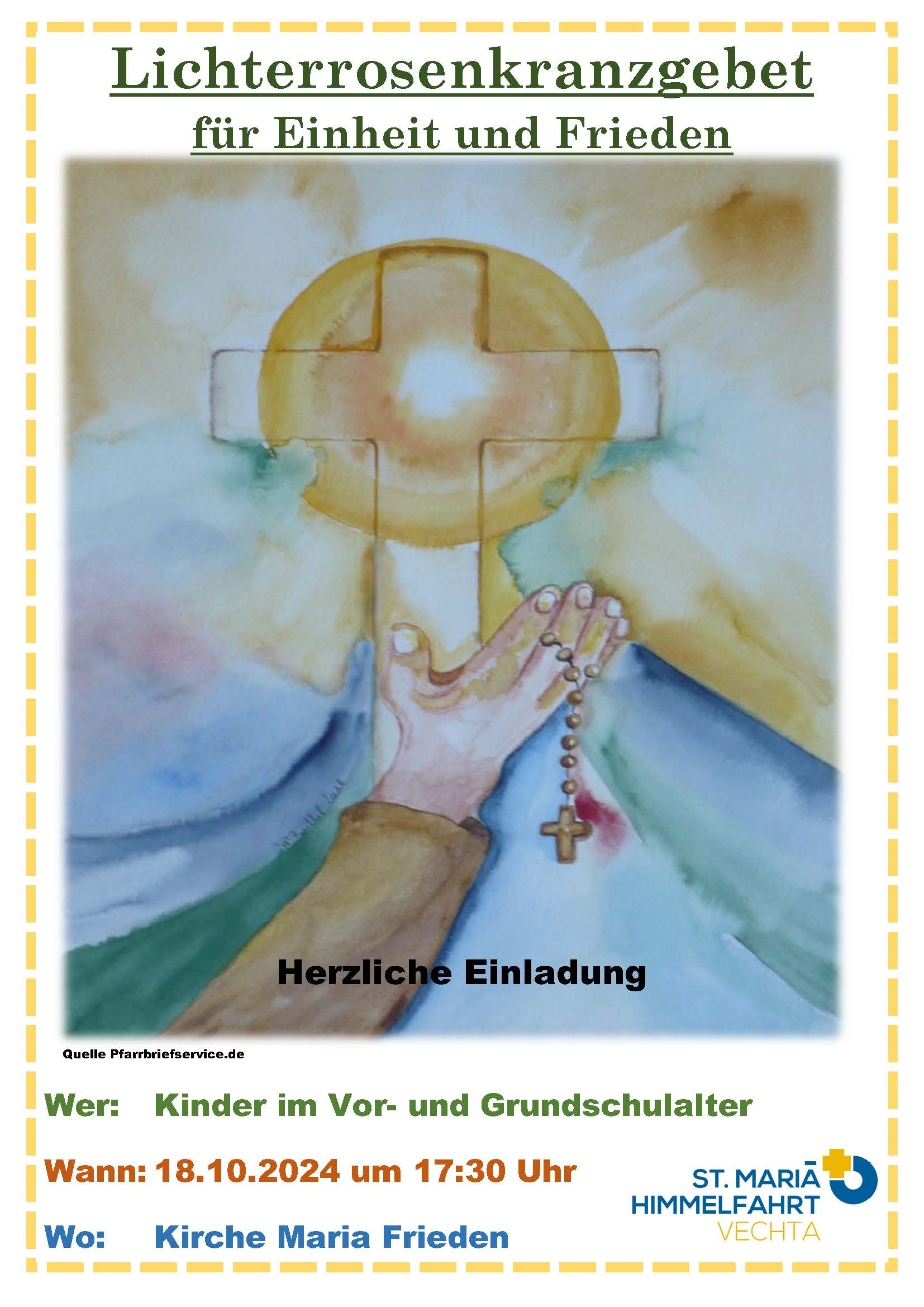 Lichterrosenkranz fr Einheit und Frieden Plakat